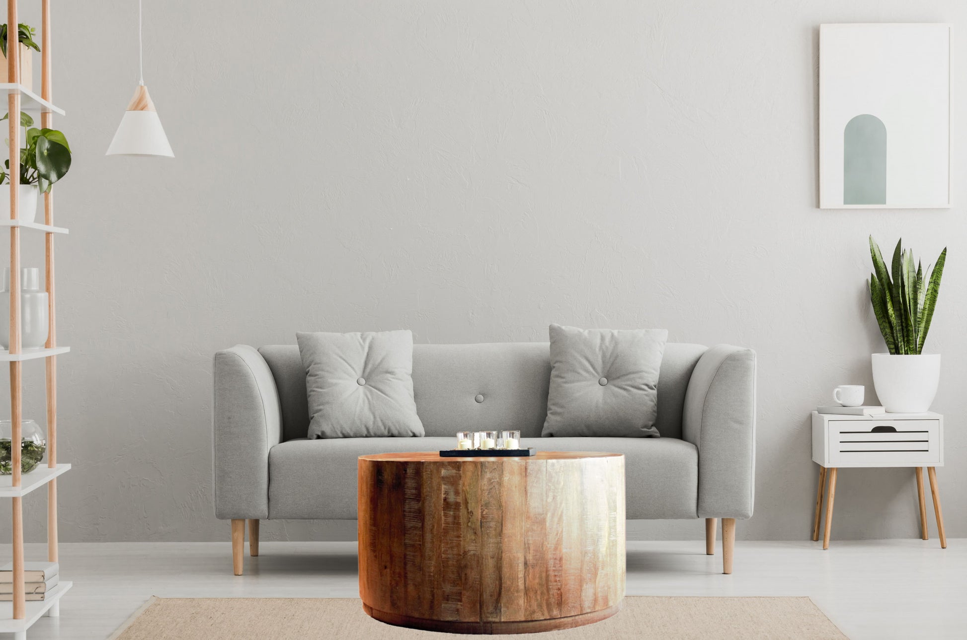 34" Natural Solid Wood Round Bunching Coffee Tables - Loft&Timber