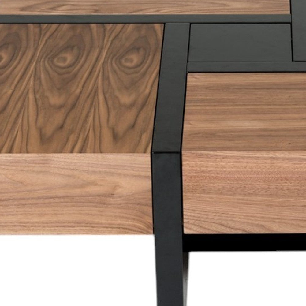 39" Brown and Black Wood Square Solid Coffee Table With Four Drawers-6