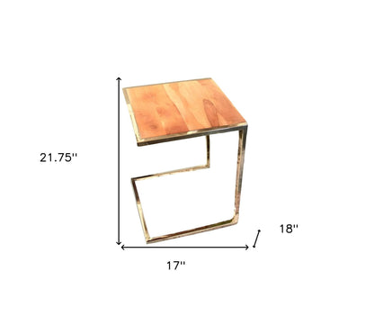 Set of Three Stylish Wood and Metal C Shaped Nesting End Tables - Loft&Timber
