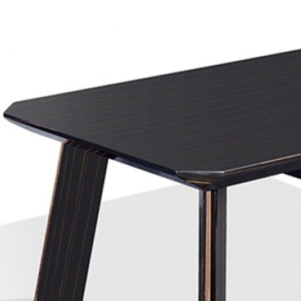 55" Ebony and Dark Brown Wood And Stainless Steel Coffee Table With Drawer - Loft&Timber