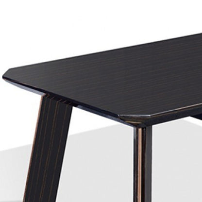 55" Ebony and Dark Brown Wood And Stainless Steel Coffee Table With Drawer - Loft&Timber