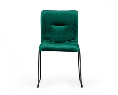 Set of Two Green and Black Upholstered Fabric Dining Side Chairs - Loft&Timber