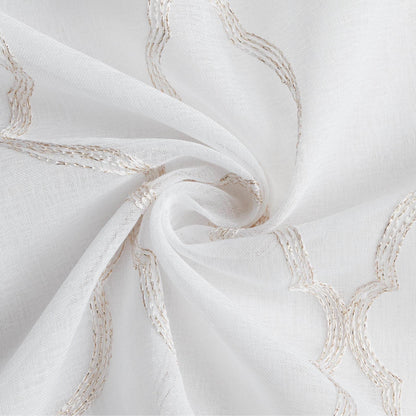 84” Charcoal Trellis Pattern Embroidered Window Curtain Panel - Loft&Timber