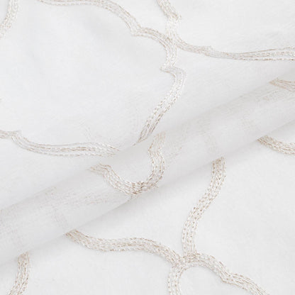 84” Charcoal Trellis Pattern Embroidered Window Curtain Panel - Loft&Timber