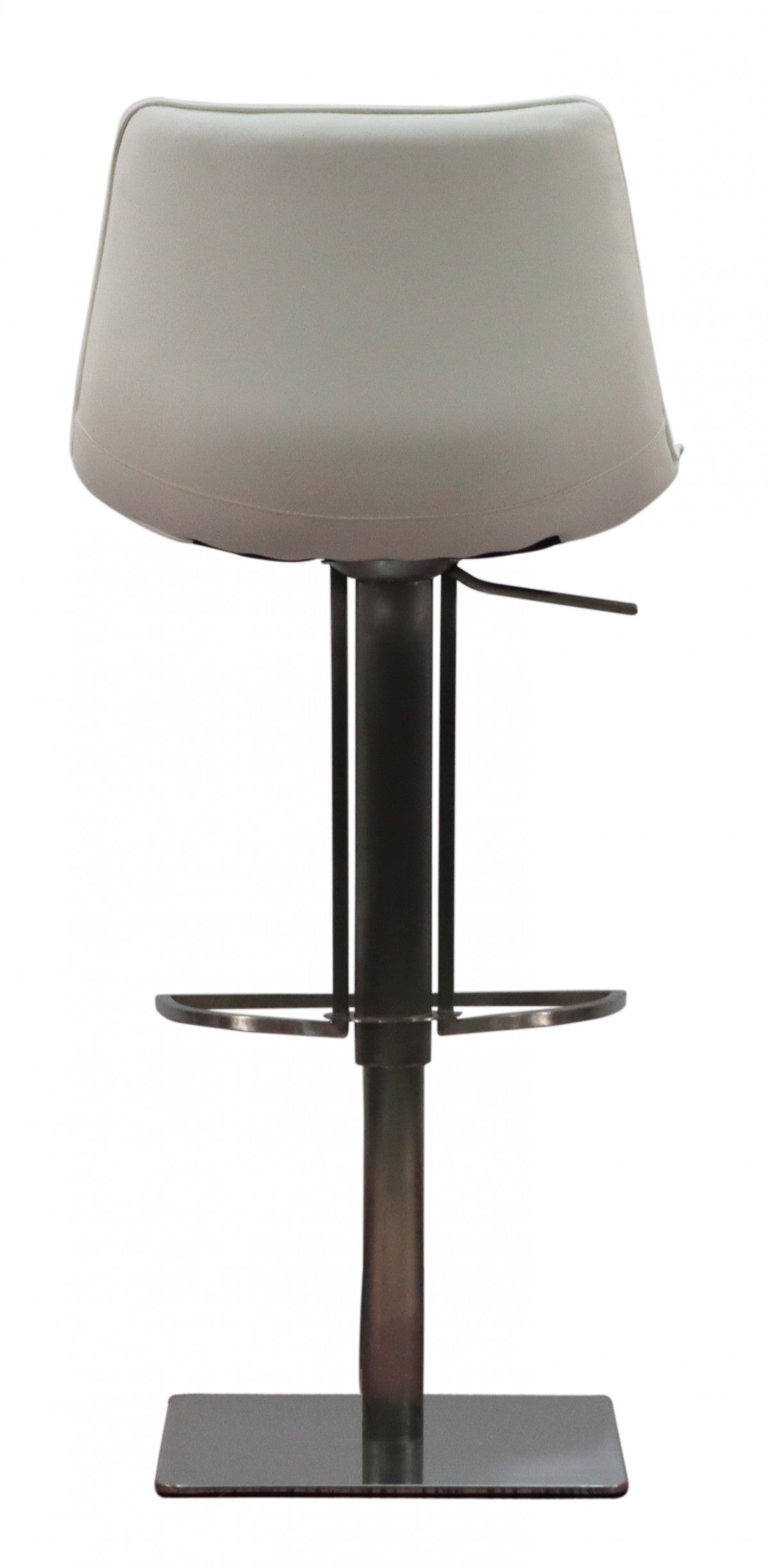 29" White and Silver Faux Leather and Stainless Steel Bar Height Swivel Bar Chair - Loft&Timber