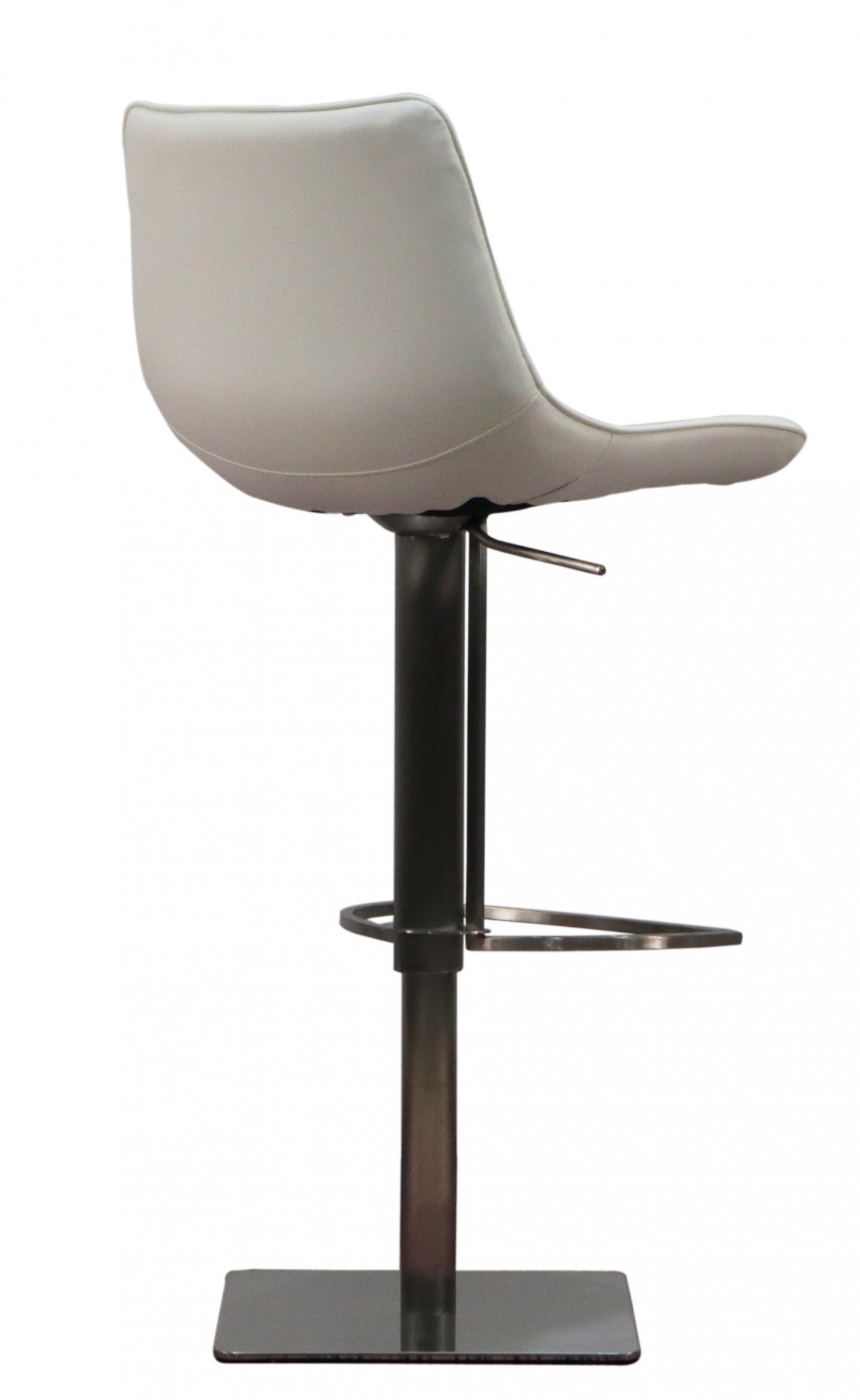 29" White and Silver Faux Leather and Stainless Steel Bar Height Swivel Bar Chair - Loft&Timber