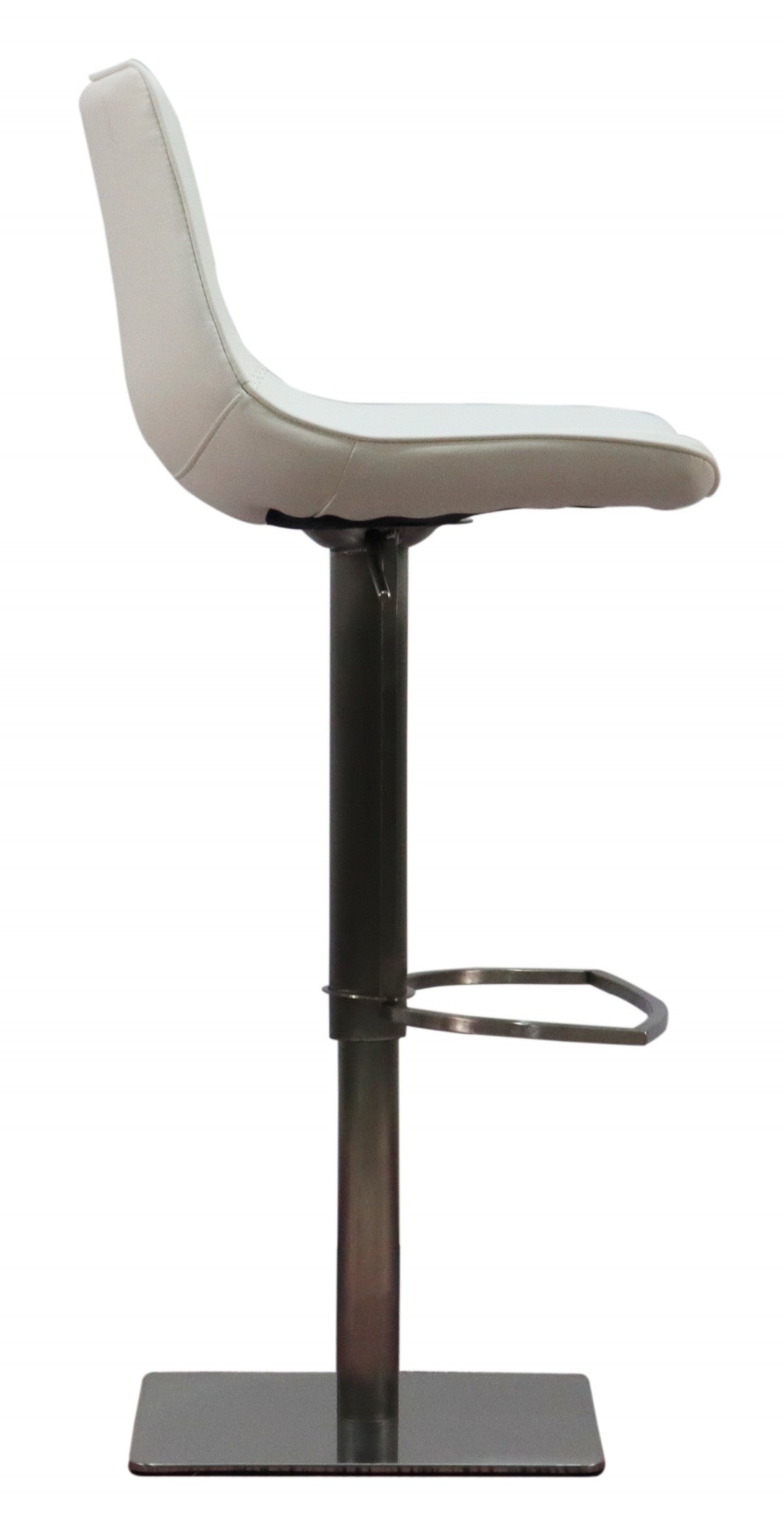 29" White and Silver Faux Leather and Stainless Steel Bar Height Swivel Bar Chair - Loft&Timber