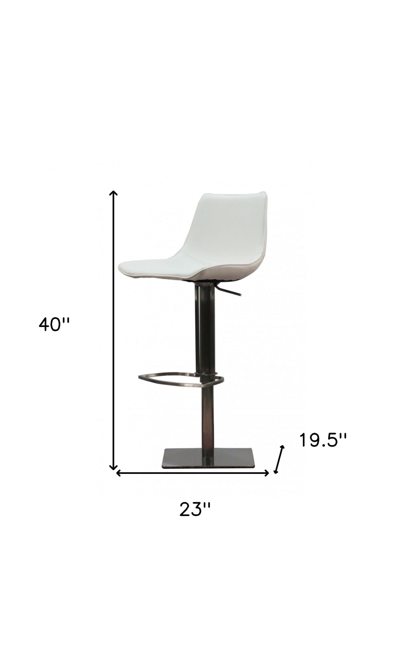 29" White and Silver Faux Leather and Stainless Steel Bar Height Swivel Bar Chair - Loft&Timber