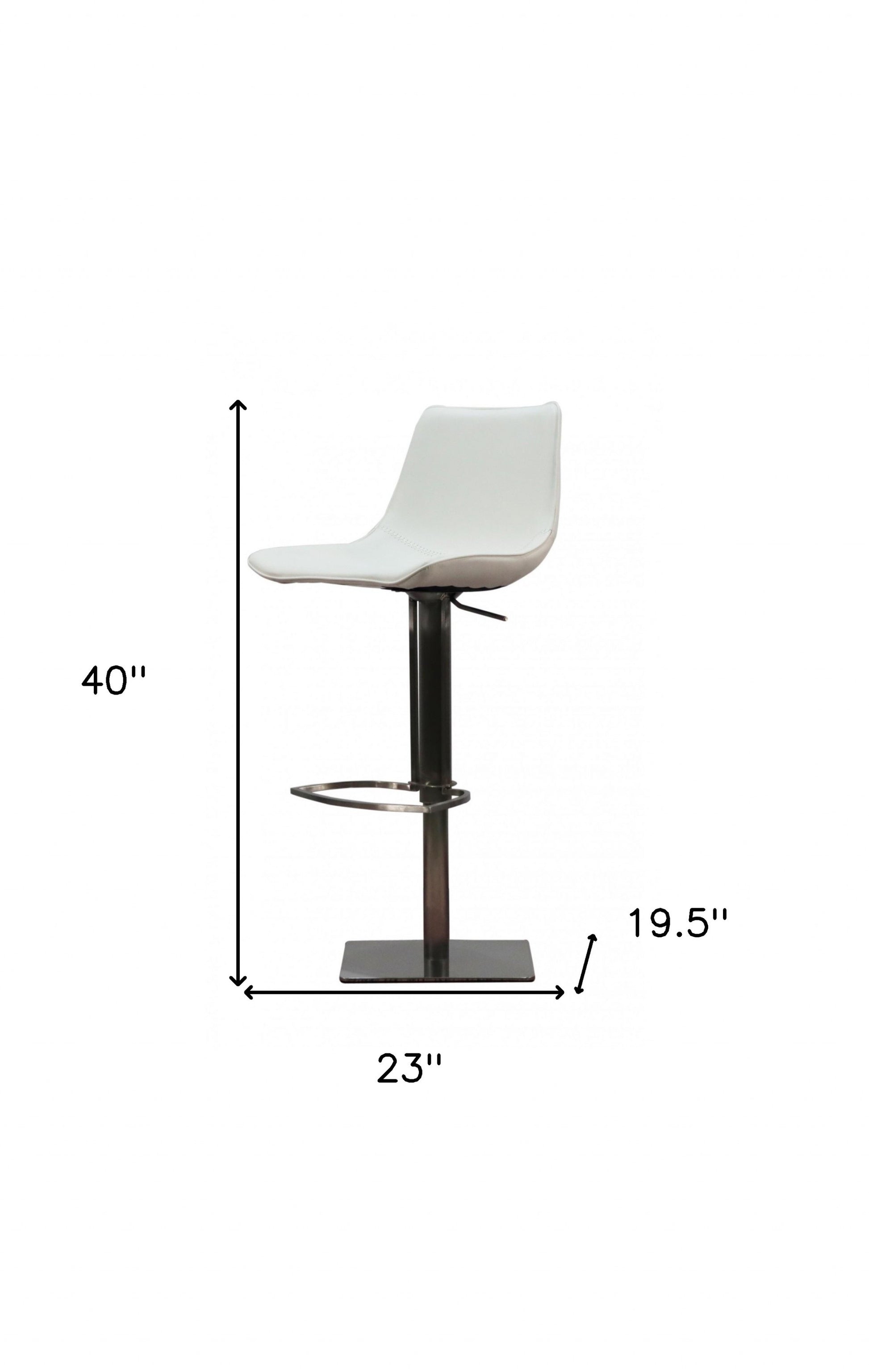 29" White and Silver Faux Leather and Stainless Steel Bar Height Swivel Bar Chair - Loft&Timber
