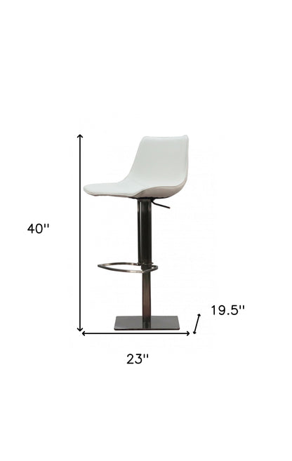 29" White and Silver Faux Leather and Stainless Steel Bar Height Swivel Bar Chair - Loft&Timber