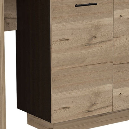 Natural and Natural And Black 59" Kitchen Island With Storage - Loft&Timber