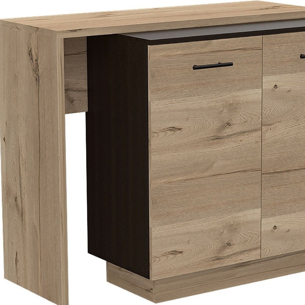 Natural and Natural And Black 59" Kitchen Island With Storage - Loft&Timber