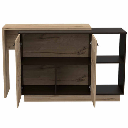 Natural and Natural And Black 59" Kitchen Island With Storage - Loft&Timber