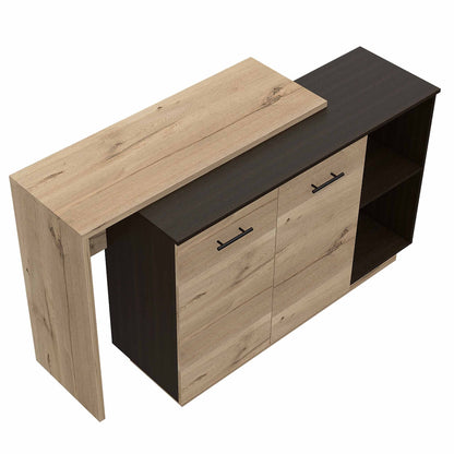 Natural and Natural And Black 59" Kitchen Island With Storage - Loft&Timber
