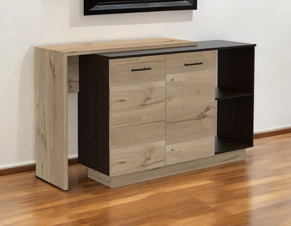 Natural and Natural And Black 59" Kitchen Island With Storage - Loft&Timber