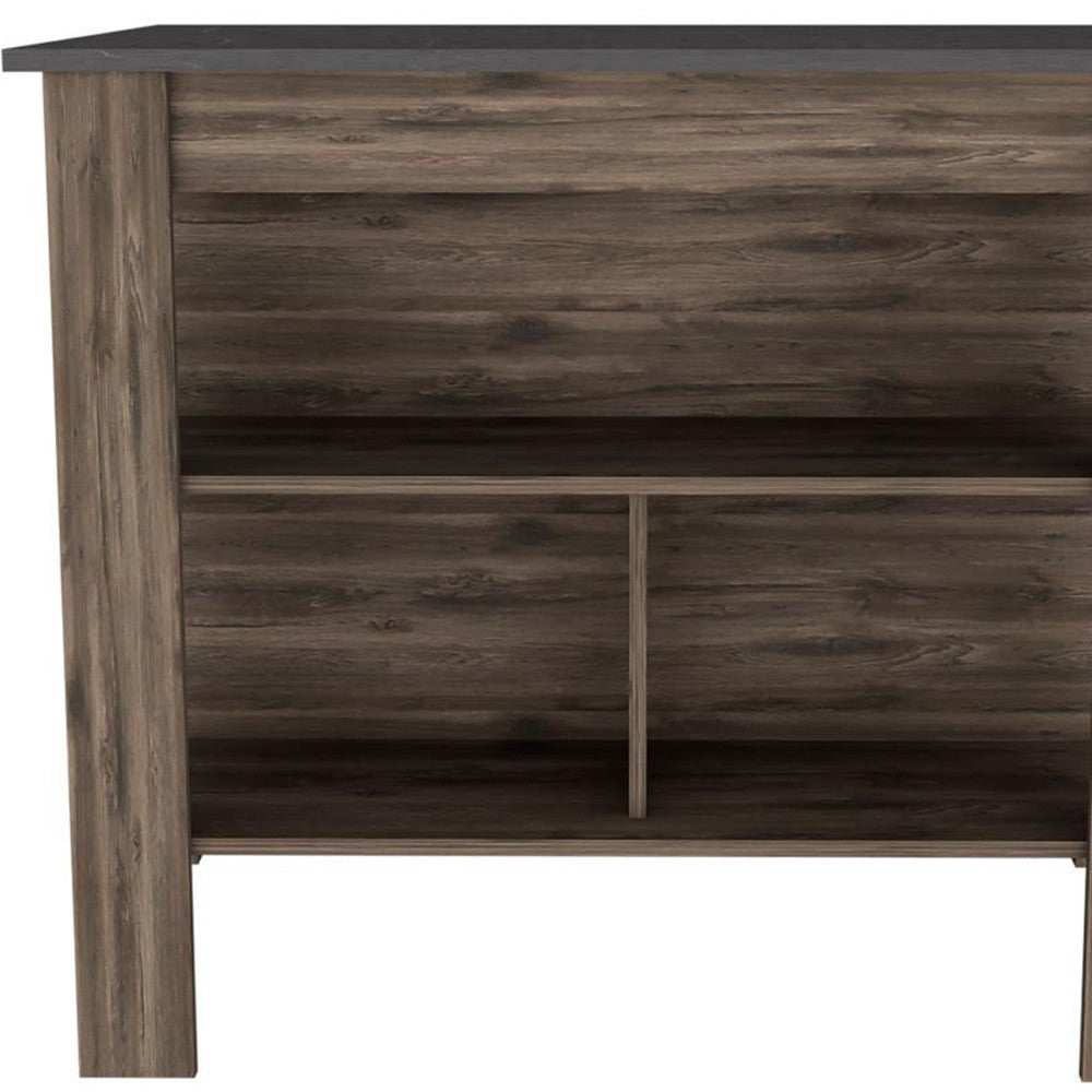 Dark Brown and Brown 41" Kitchen Island With Storage - Loft&Timber