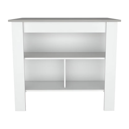 White and Gray 41" Kitchen Island With Storage - Loft&Timber