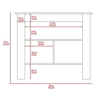 White and Gray 41" Kitchen Island With Storage - Loft&Timber