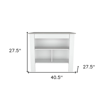 White and Gray 41" Kitchen Island With Storage - Loft&Timber