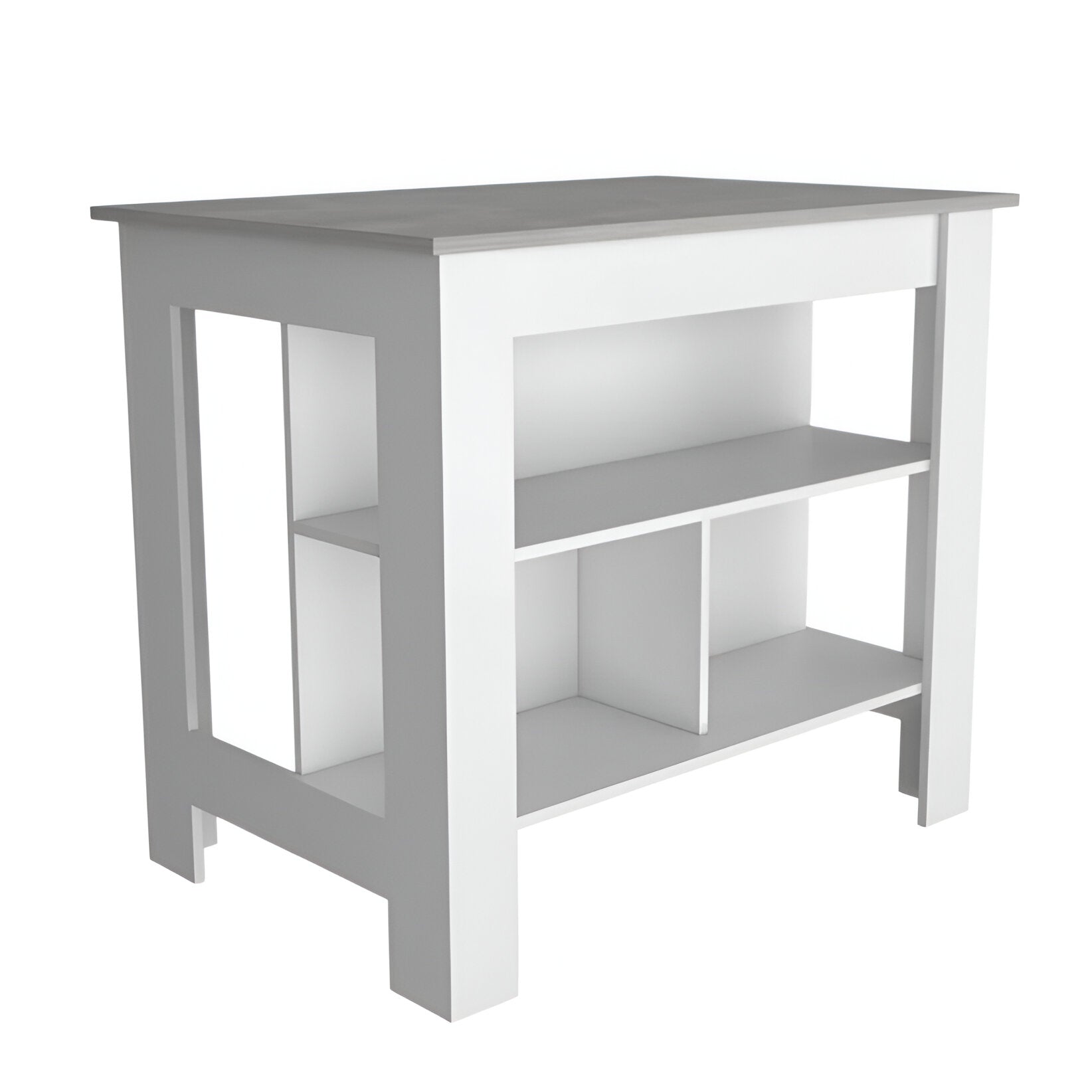 White and Gray 41" Kitchen Island With Storage - Loft&Timber