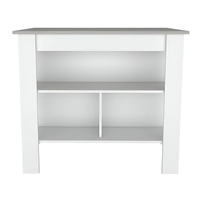 White and Gray 41" Kitchen Island With Storage - Loft&Timber