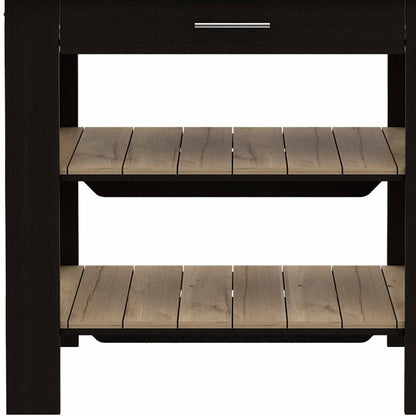 Black and Natural 40" Kitchen Island With Storage - Loft&Timber