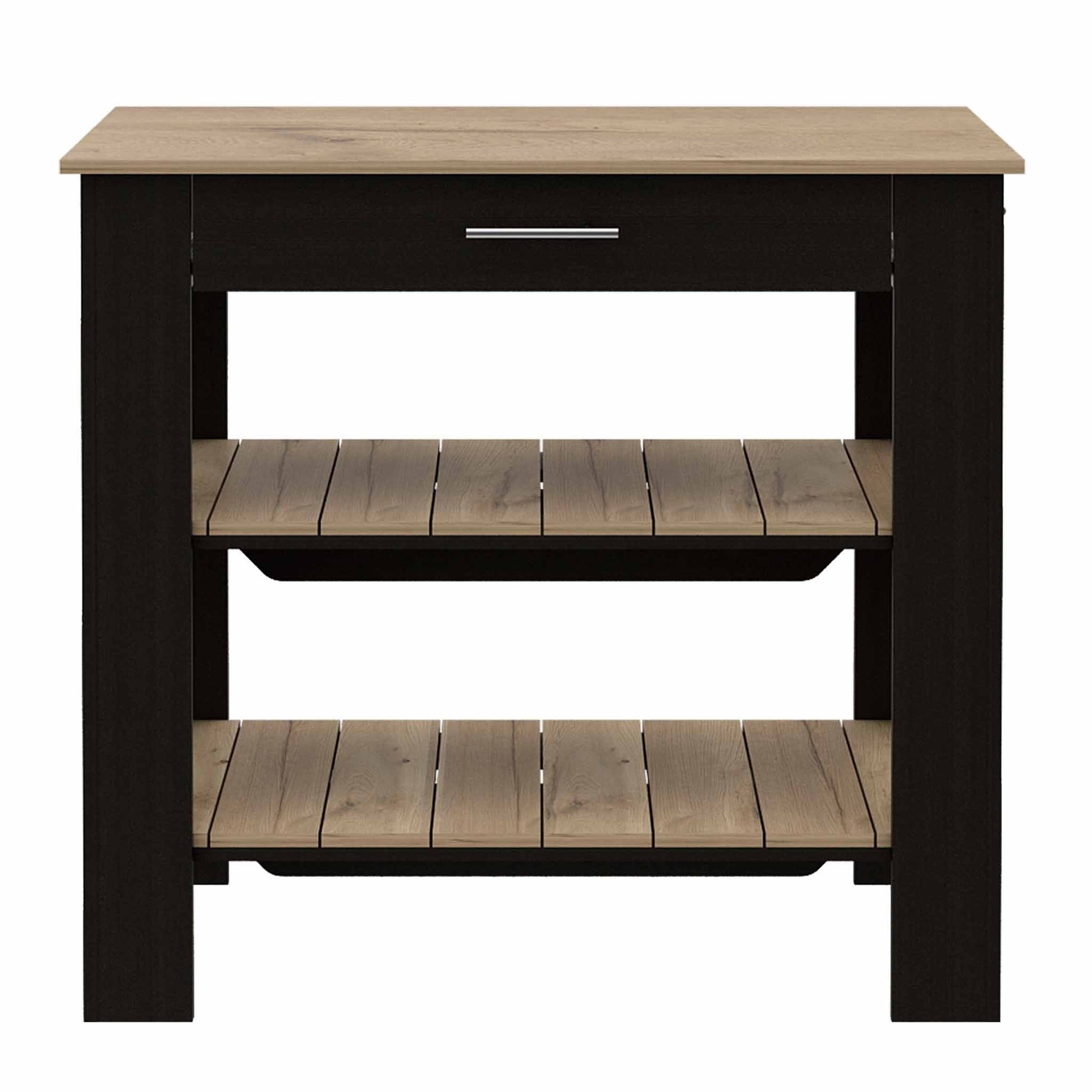 Black and Natural 40" Kitchen Island With Storage - Loft&Timber