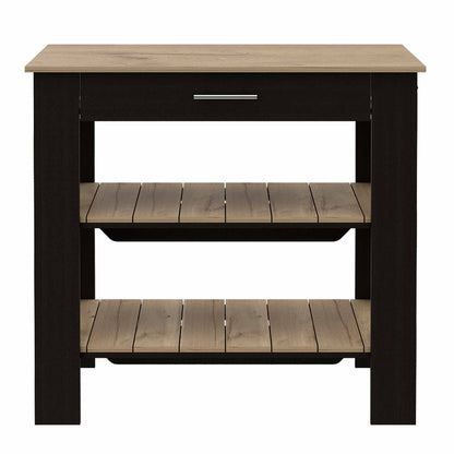 Black and Natural 40" Kitchen Island With Storage - Loft&Timber