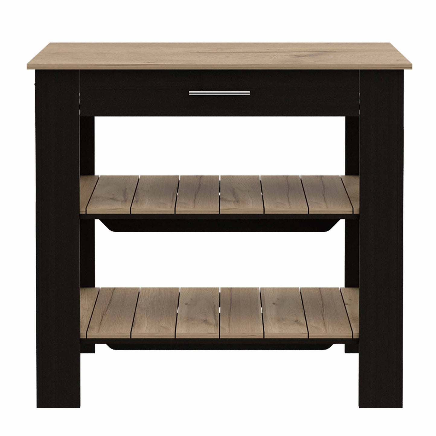 Black and Natural 40" Kitchen Island With Storage - Loft&Timber