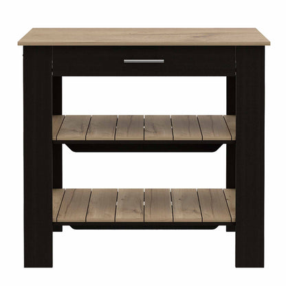 Black and Natural 40" Kitchen Island With Storage - Loft&Timber