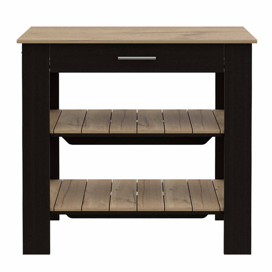 Black and Natural 40" Kitchen Island With Storage - Loft&Timber