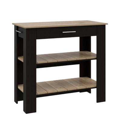 Black and Natural 40" Kitchen Island With Storage - Loft&Timber