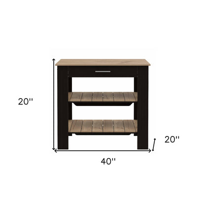 Black and Natural 40" Kitchen Island With Storage - Loft&Timber