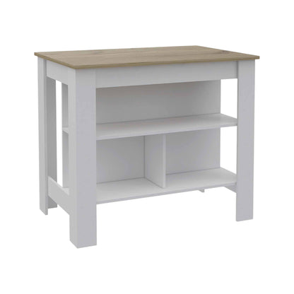 White and Brown 41" Kitchen Island With Storage - Loft&Timber