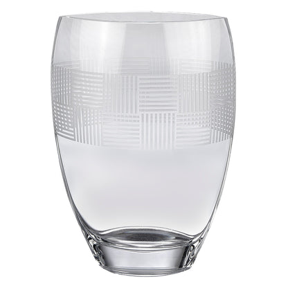 12" Clear With Geometric Pattern Oval Crystal Table Vase - Loft&Timber