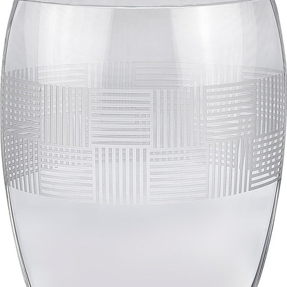 12" Clear With Geometric Pattern Oval Crystal Table Vase - Loft&Timber