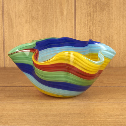 8" Rainbow Murano Glass Wavy Serving Bowl - Loft&Timber