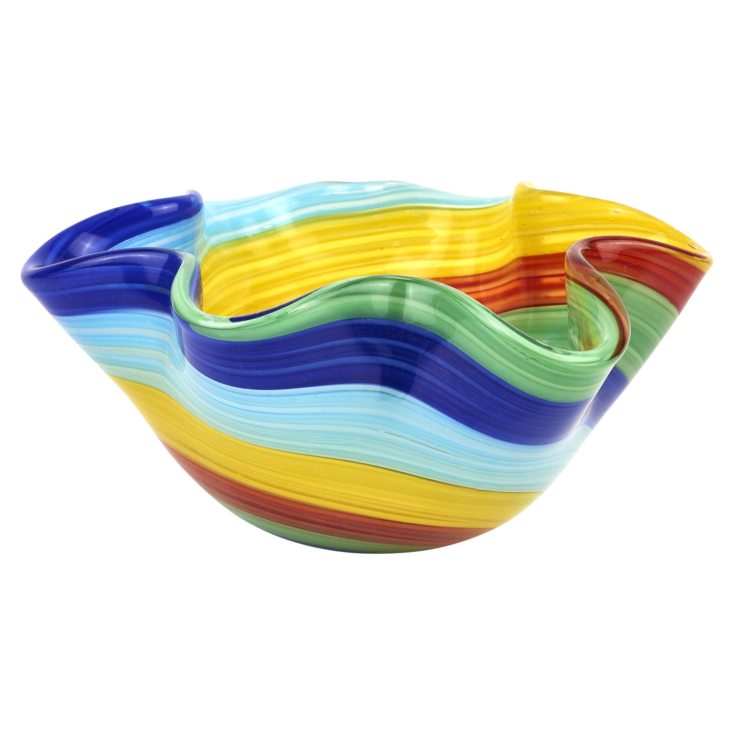 8" Rainbow Murano Glass Wavy Serving Bowl - Loft&Timber
