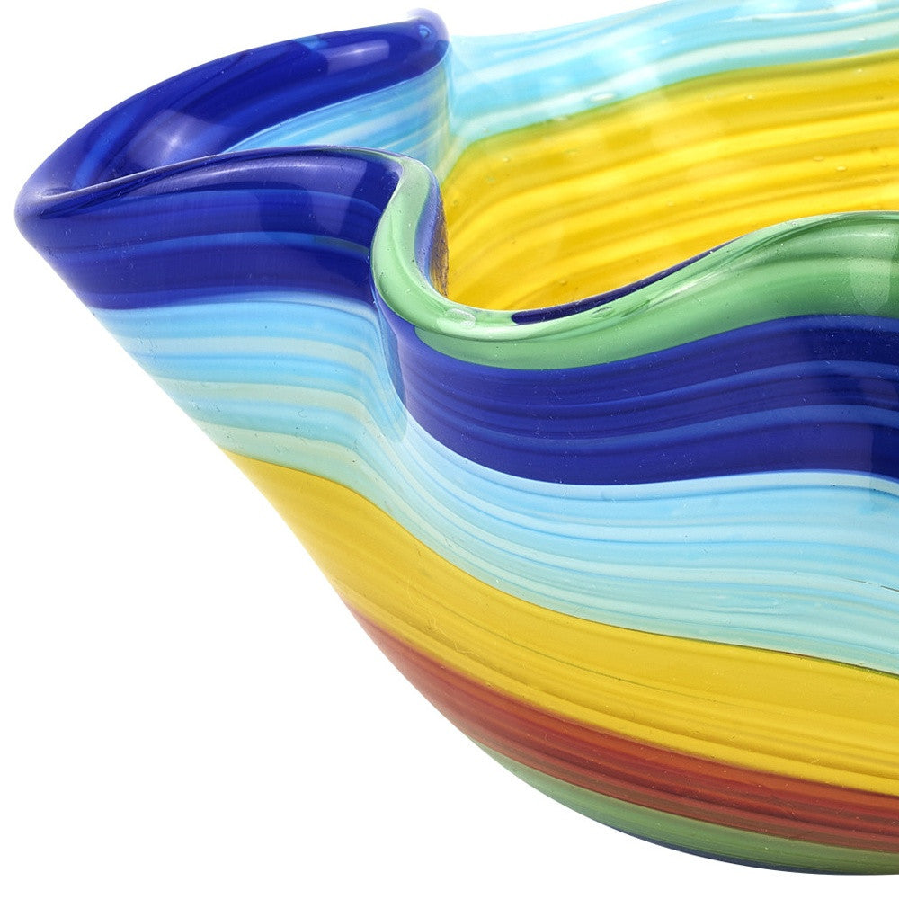 8" Rainbow Murano Glass Wavy Serving Bowl - Loft&Timber