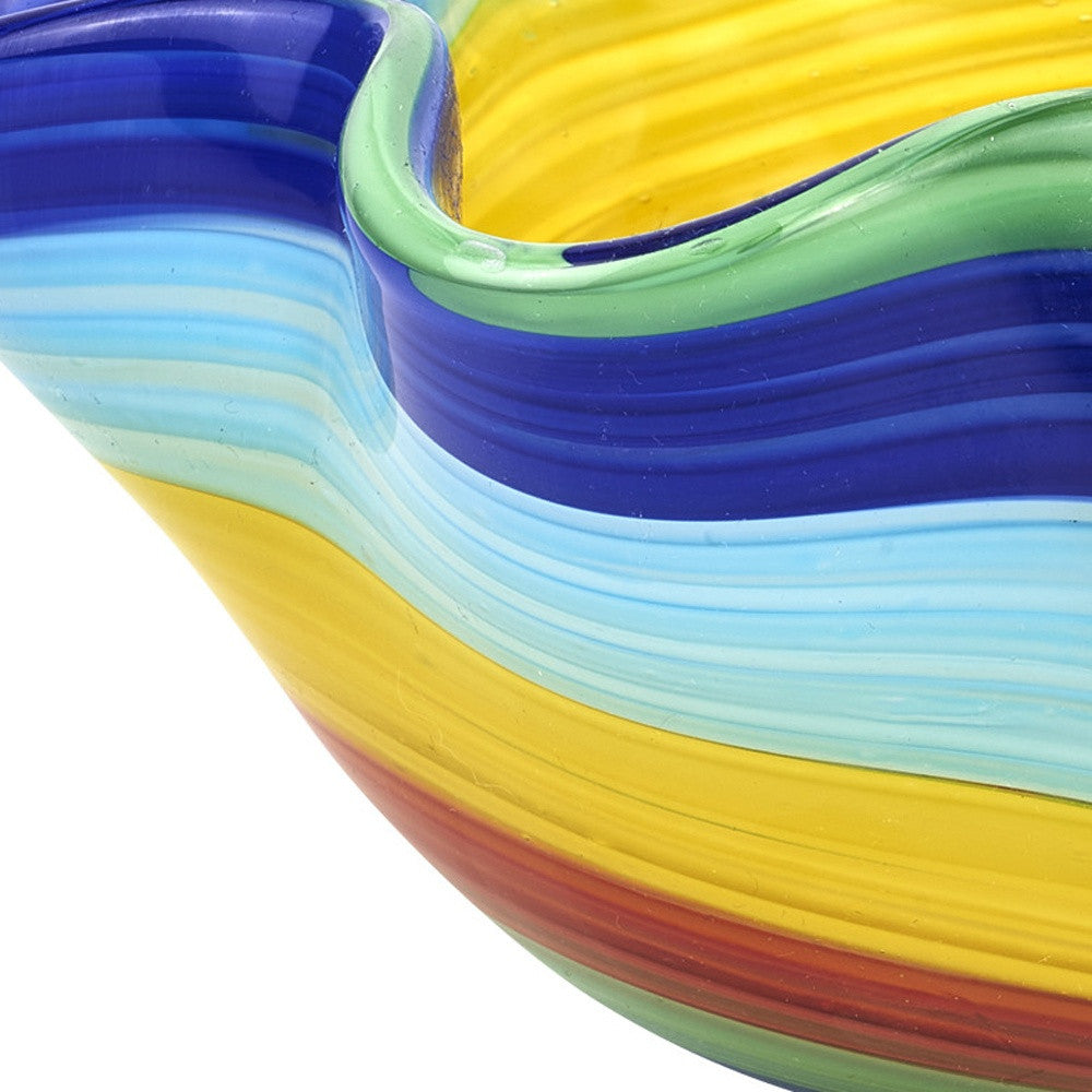 8" Rainbow Murano Glass Wavy Serving Bowl - Loft&Timber