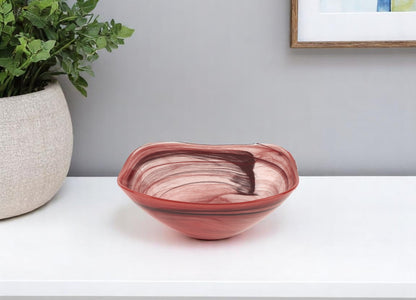 Set of Two 6" Red And White Alabaster Glass Square Salad Bowl - Loft&Timber