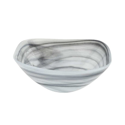 10" Gray And White Alabaster Glass Square Salad Bowl - Loft&Timber