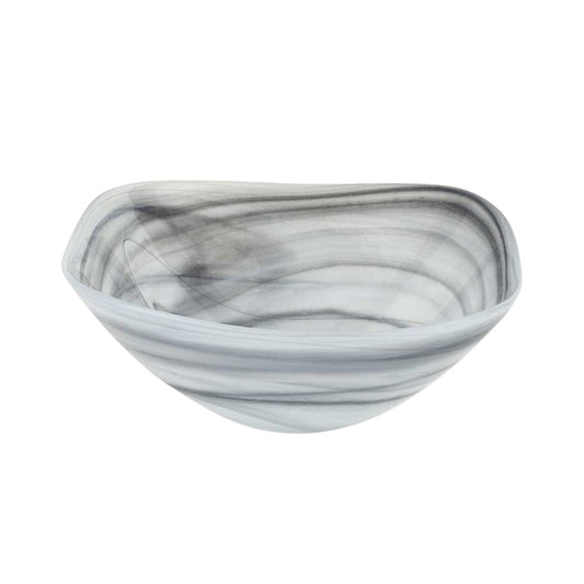 10" Gray And White Alabaster Glass Square Salad Bowl - Loft&Timber