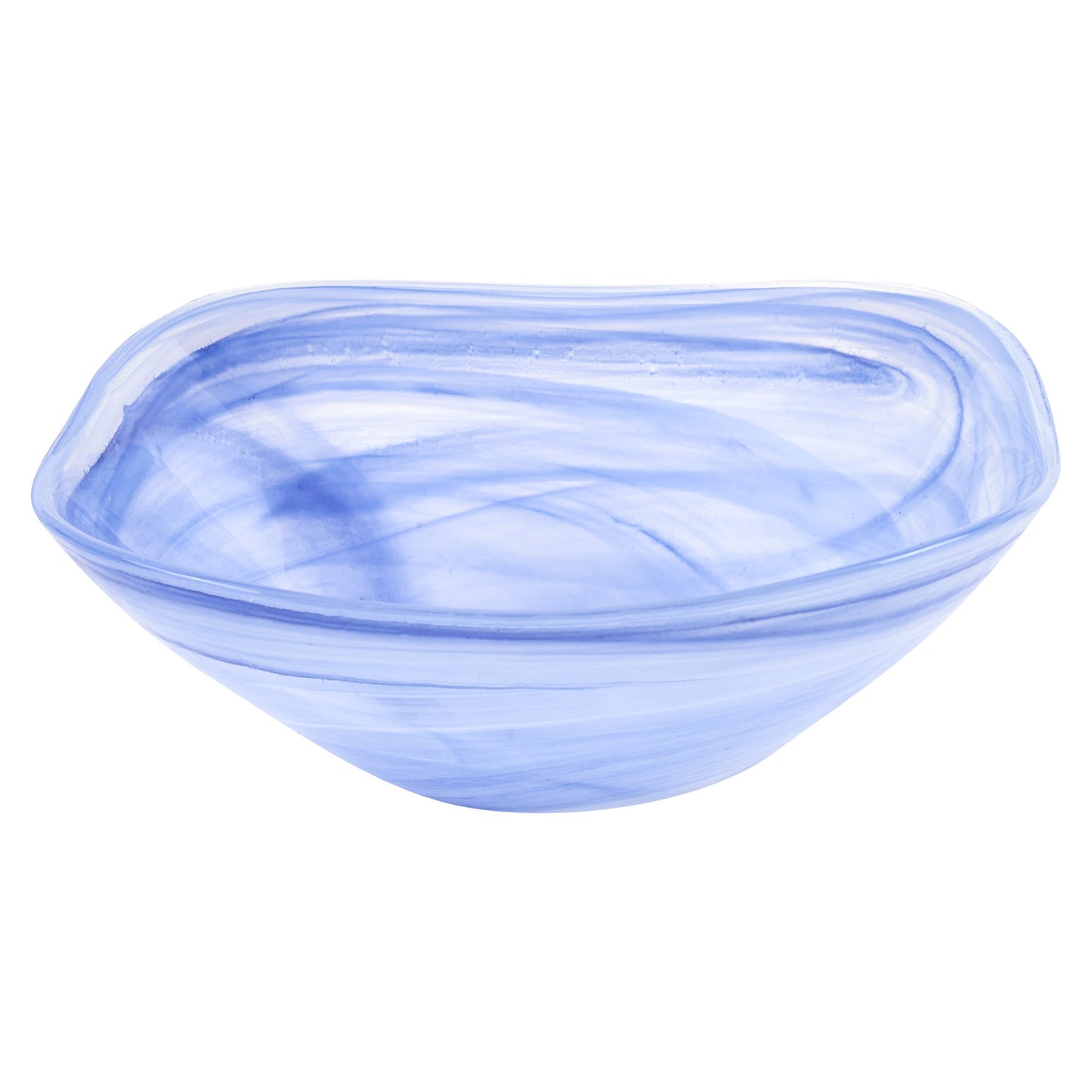 10" Blue And White Alabaster Glass Square Salad Bowl - Loft&Timber