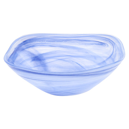 10" Blue And White Alabaster Glass Square Salad Bowl - Loft&Timber