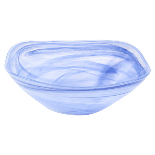 10" Blue And White Alabaster Glass Square Salad Bowl - Loft&Timber