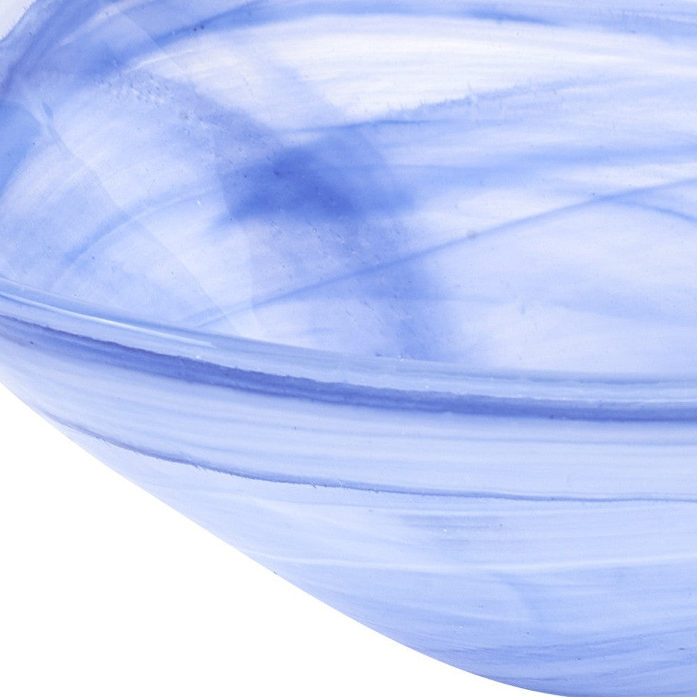 10" Blue And White Alabaster Glass Square Salad Bowl - Loft&Timber