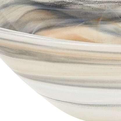 10" Gray Taupe And White Alabaster Glass Square Salad Bowl - Loft&Timber