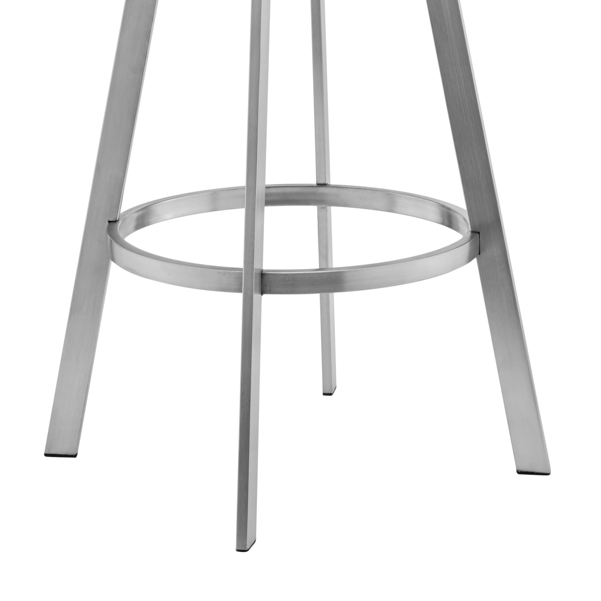 30" Gray And Silver Faux Leather And Iron Swivel Bar Height Bar Chair - Loft&Timber