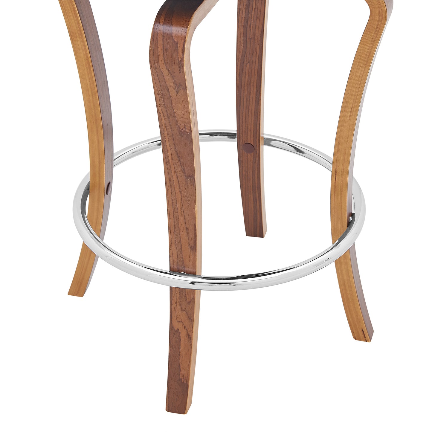 29" Gray And Brown Faux Leather Swivel Bar Height Bar Chair - Loft&Timber